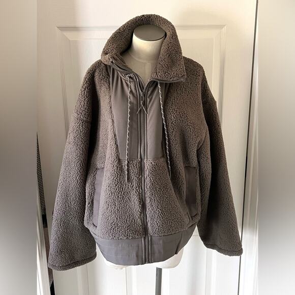 NWT Under Armour Cozy Sporty Legacy Sherpa Full Zip Gray Jacket Size Large - Picture 3 of 8